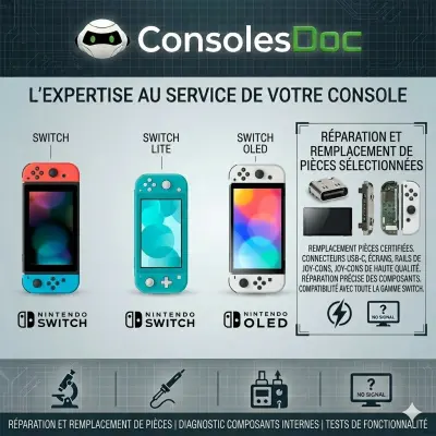 Réparation Écran, Rails, Connecteur et Joy-Cons (Nintendo Switch, Lite, OLED)